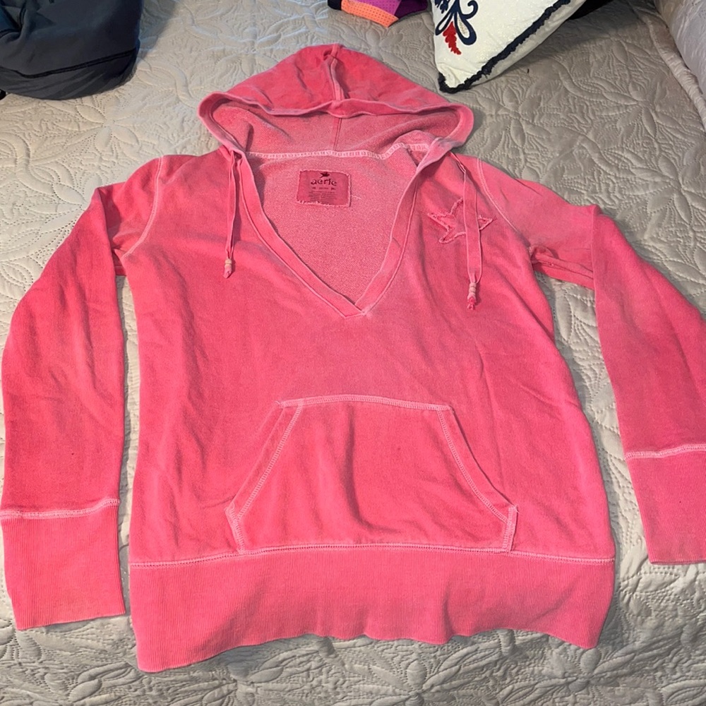 Vintage American Eagle V Neck Hooded Sweatshirt